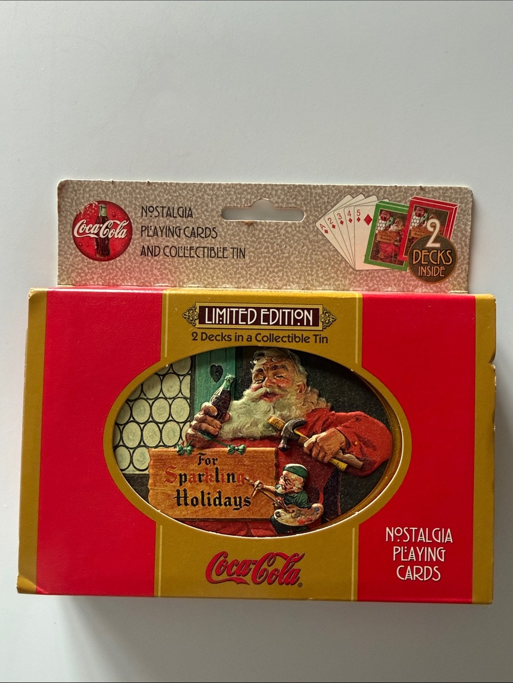 Coca-Cola Red & Gold Nostalgia Playing Cards Collectible Tin